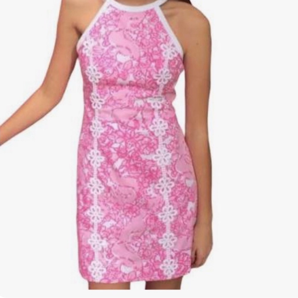 Lilly Pulitzer She’s a Fox Pink Floral Halter Dress